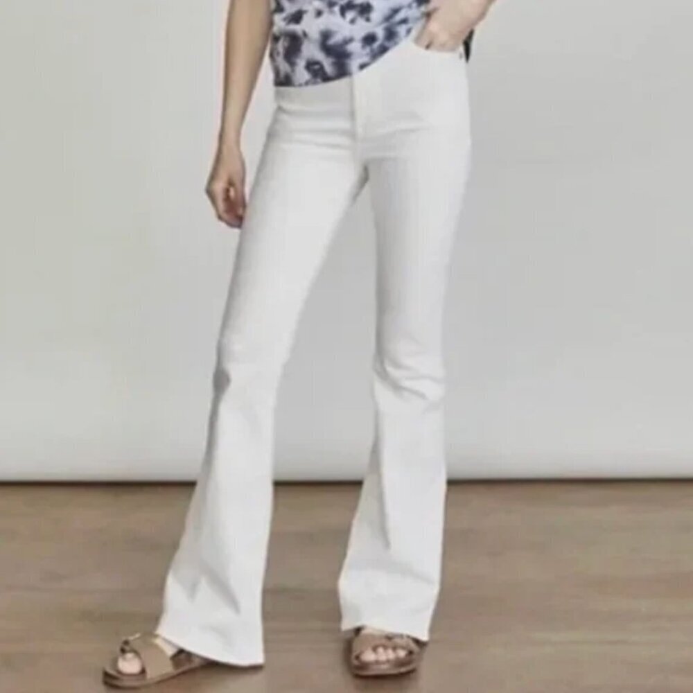 Elizabeth & James High Rise Wide Leg Flare Stretch Denim Jeans Pants White 31